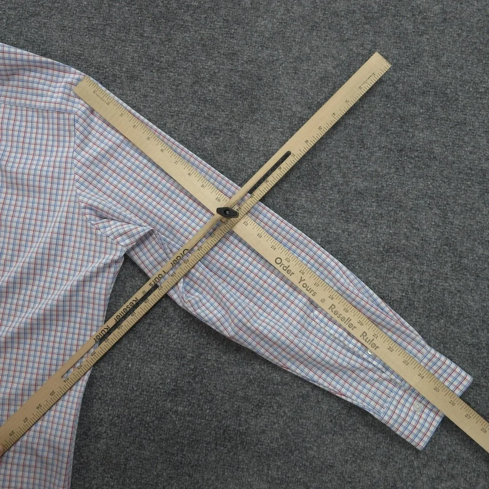 Mizzen‎ Main Shirt Mens XL White Check Performance Stretch Classic Fit Dress